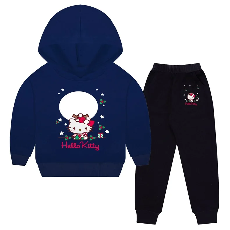 

Hello Kitty Children's Clothing Casual Two-piece Girl's Hoodie Sweater + Trousers Children Cartoon Printed Cotton Fashion Suit