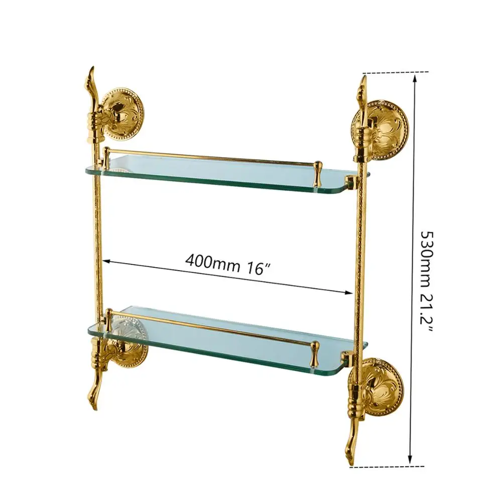 Torayvino luxury bathroom corner rack gold Carved  wall mounted corner shower shelf estante de esquina zinc alloy bath Hardware