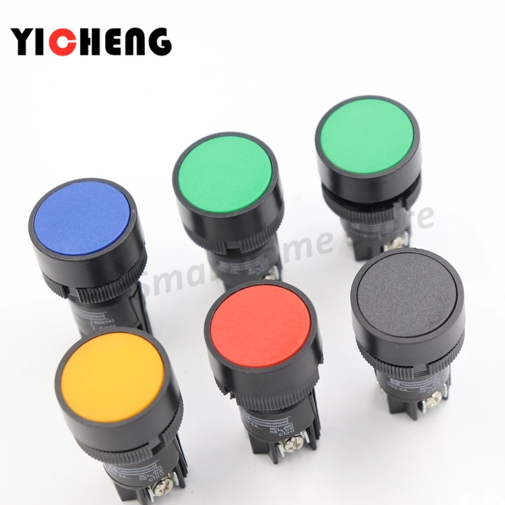 3pcs Round button switch small self-resetting flat-head button power button switch hole 22mm Plastic  Push Button Switch
