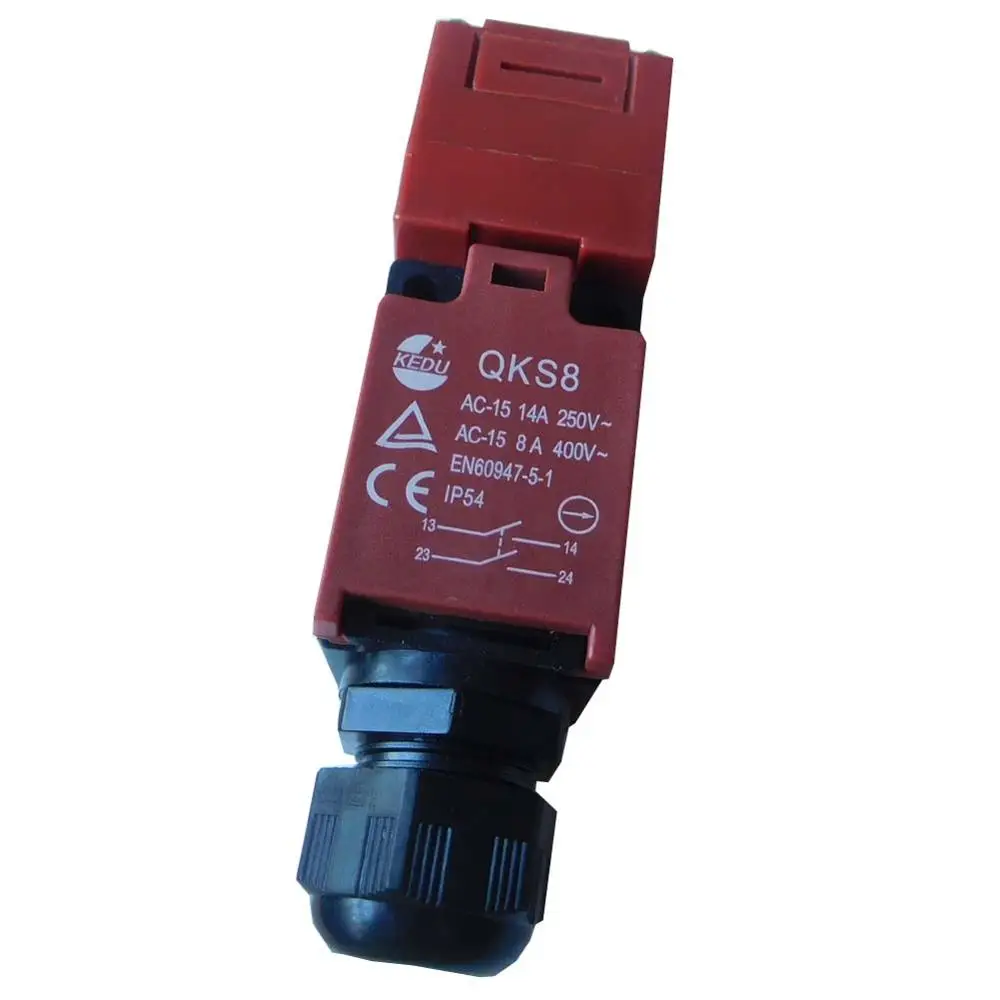 KEDU QKS8 interruptor de bloqueo de seguridad interruptores de límite de seguridad para puerta de seguridad AC 250V 14A 400V 8A 2NO 1NO + 1NC IP54 CE
