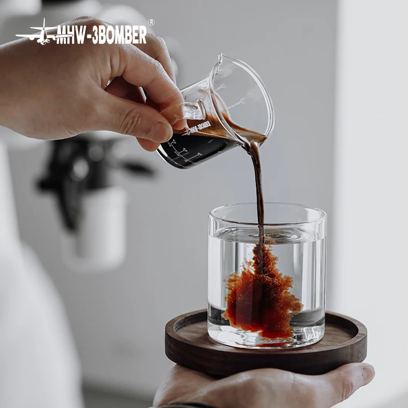 MHW-3BOMBER Measuring Cup Double Spouts Mugs High Borosilicate Glass With Scale Lines Barista Accessory Coffee Bar Tool Espresso