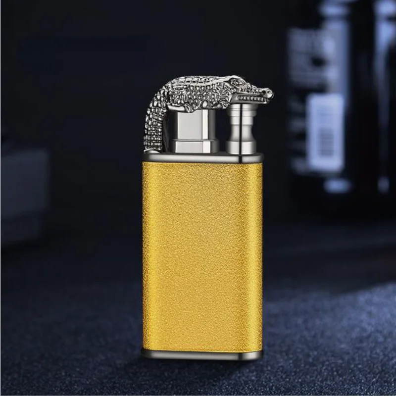 Briquet crocodile dragon gonflable coupe-vent pour homme, double feu, flamme à jet, cadeau créatif, livraison directe VIP