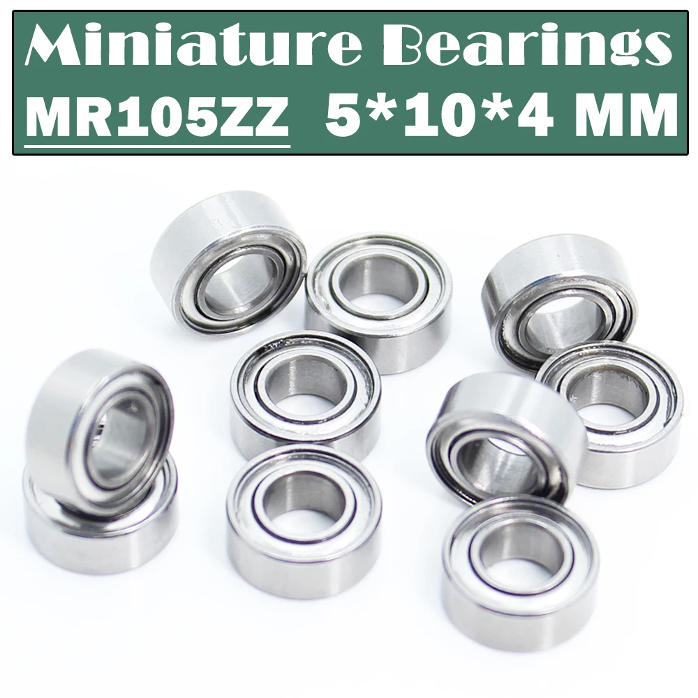 MR105ZZ Bearing ( 10 PCS ) 5*10*4 mm Metal Shielded Steel Miniature MR105 ZZ Ball Bearings L-1050ZZ MR105-2Z 5X10X4mm