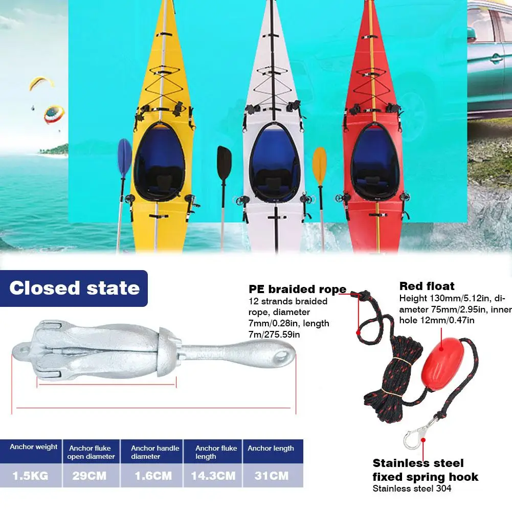 Foldable Delta Anchor Pool Anchor Grapnel Anchor Boat Anchor With Claw For Kayak Canoes