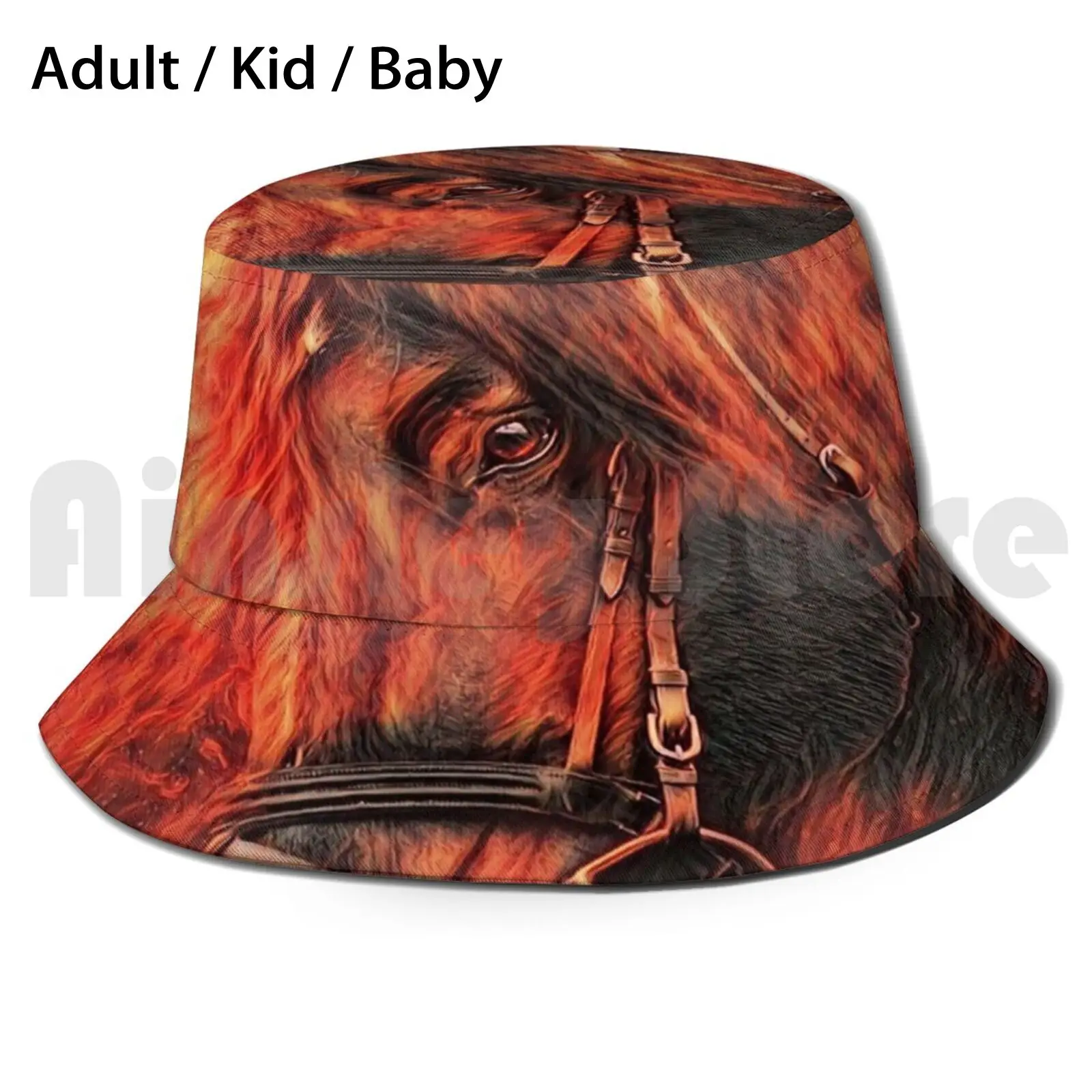 Horse Through Flames Sun Hat Foldable UV Protection Head Reins Saddle Blinkers Whip