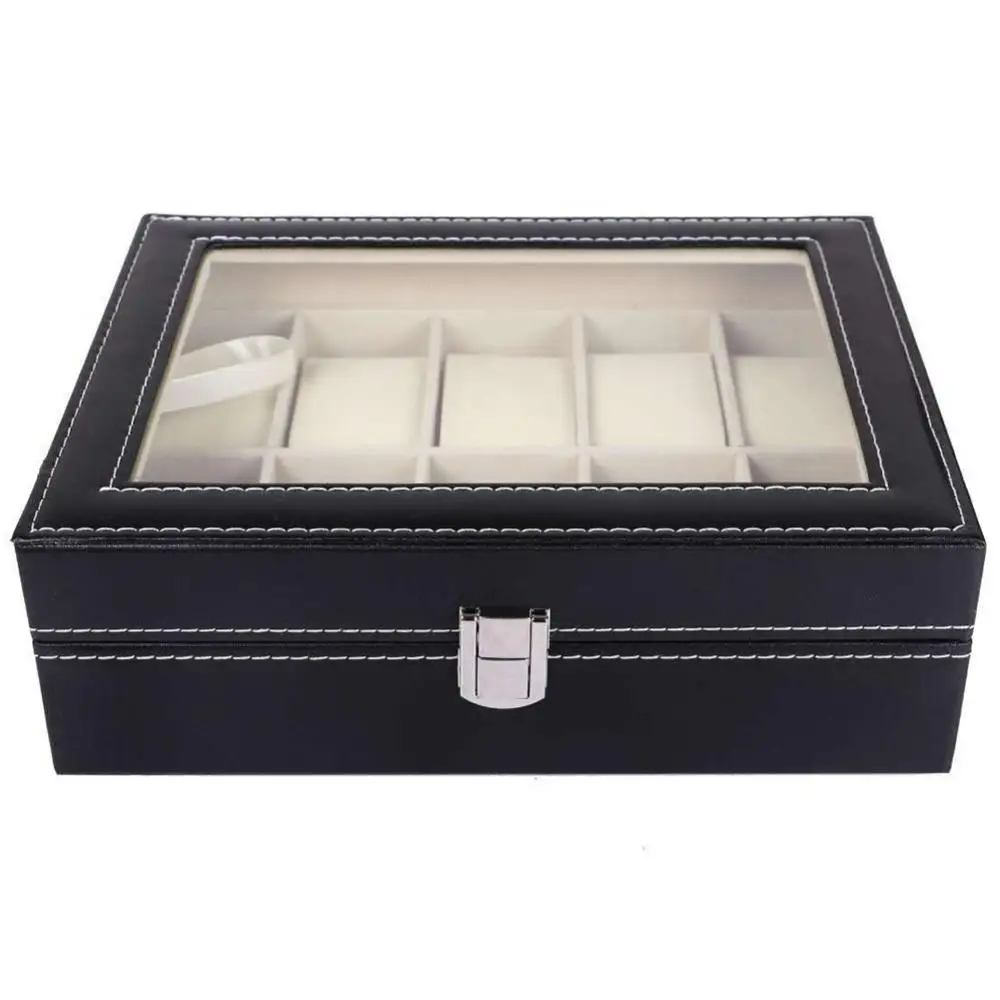 50% Hot Sales 6/10/12/20 Slots Faux Leather Wrist Watch Storage Box Display Case Organizer