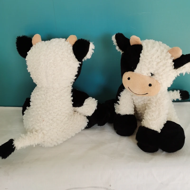 23cm Cute Sitting Milk Cow Cartoon Plush Toy New Design Lifelike Cattle Plushie Doll Kawaii Room Decor Stuffed Toys For Children