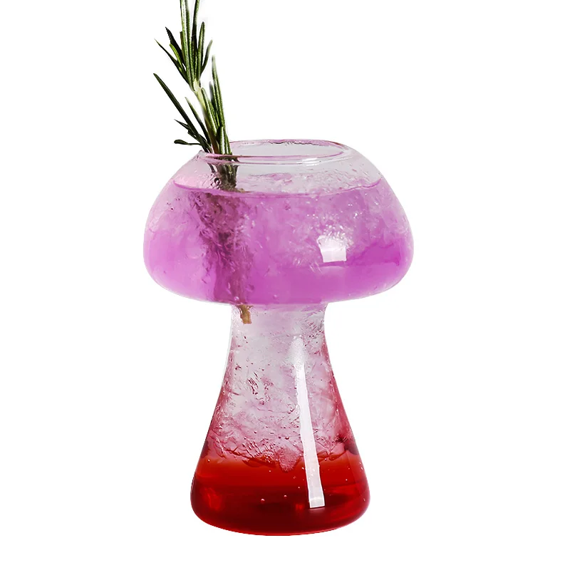 Free Shipping 4PCS Creative Cocktail Glass Mushroom Shape Clear Glass Wine Beer Glass Set of 4