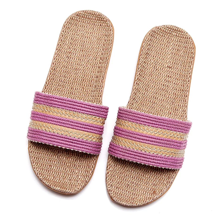 Mn Women Home Slippers Indoor Bedroom Linen Slides Soft Lightweight Casual Couple Shoes Flax Flip Flops New Arrival Comfortable