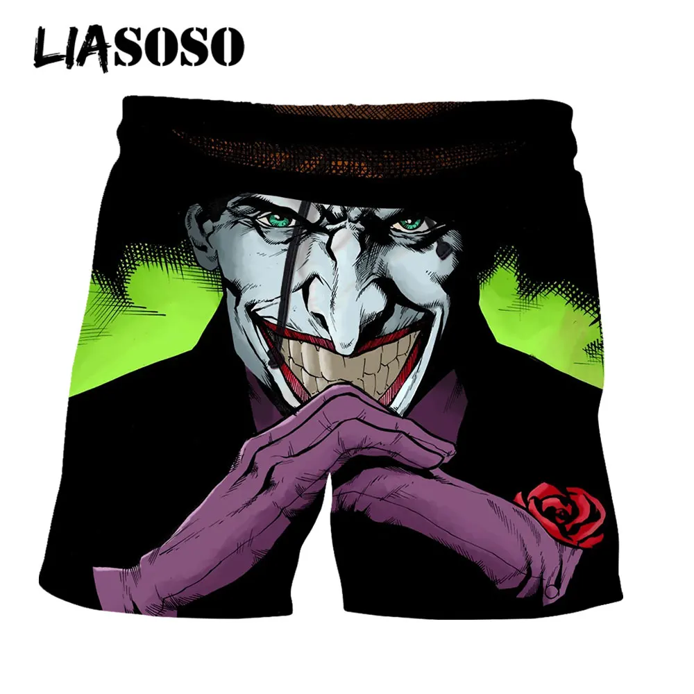 LIASOSO – short de plage imprimé en 3D pour homme, Joker Poker Venom, short de plage décontracté, Boxer, caleçon