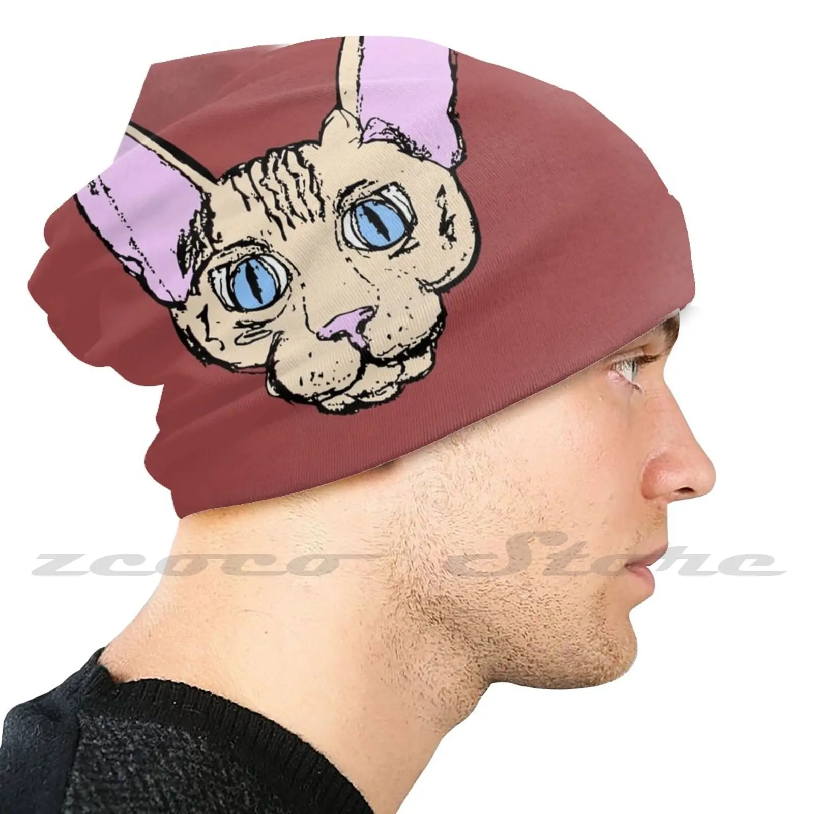 Hairless Sphinx Cat Knit Hat Hedging Cap Soft Elasticity Outdoor Sports Leisure Hairless Sphinx Cat Trouble Cat Cats Kitten Cat