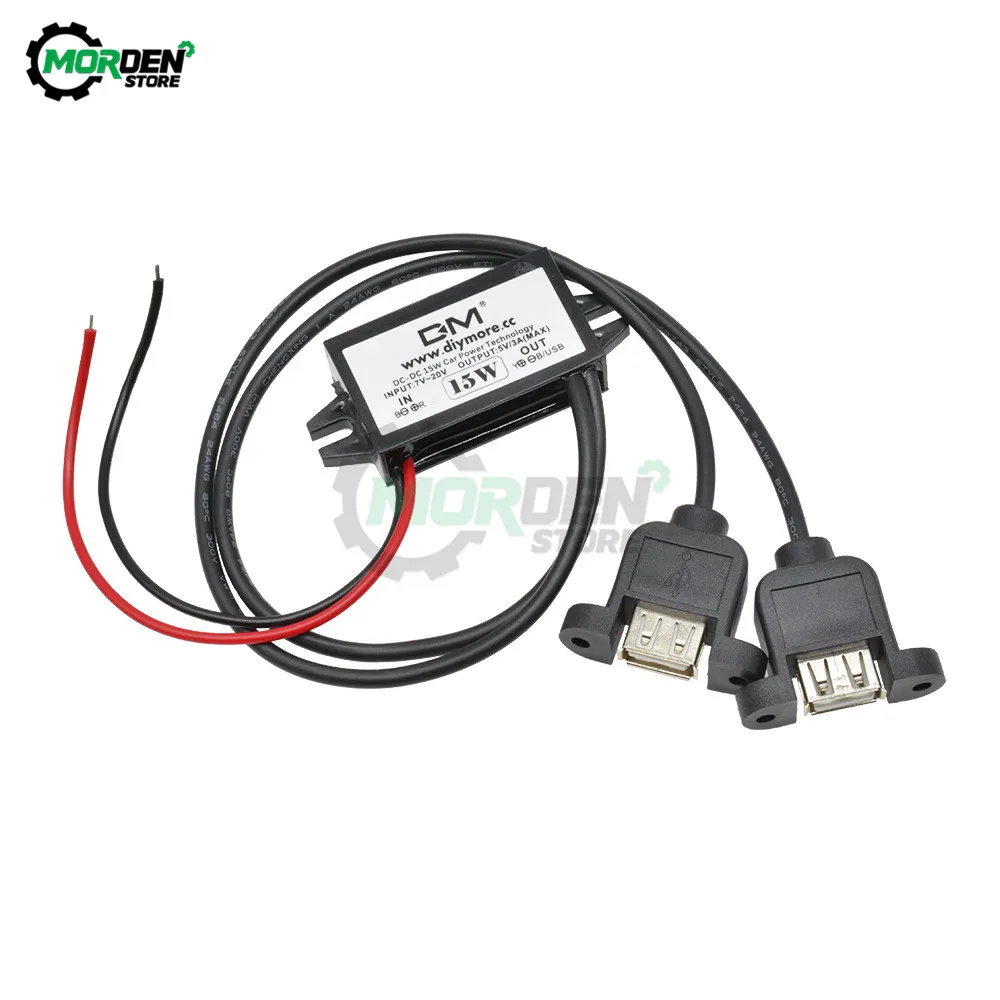 DC-DC 12V Ke 5V Konverter Daya Mobil 3A 15W Micro Mini USB Adaptor Output Catu Daya Tegangan Step Down Panas Rendah Perlindungan Otomatis