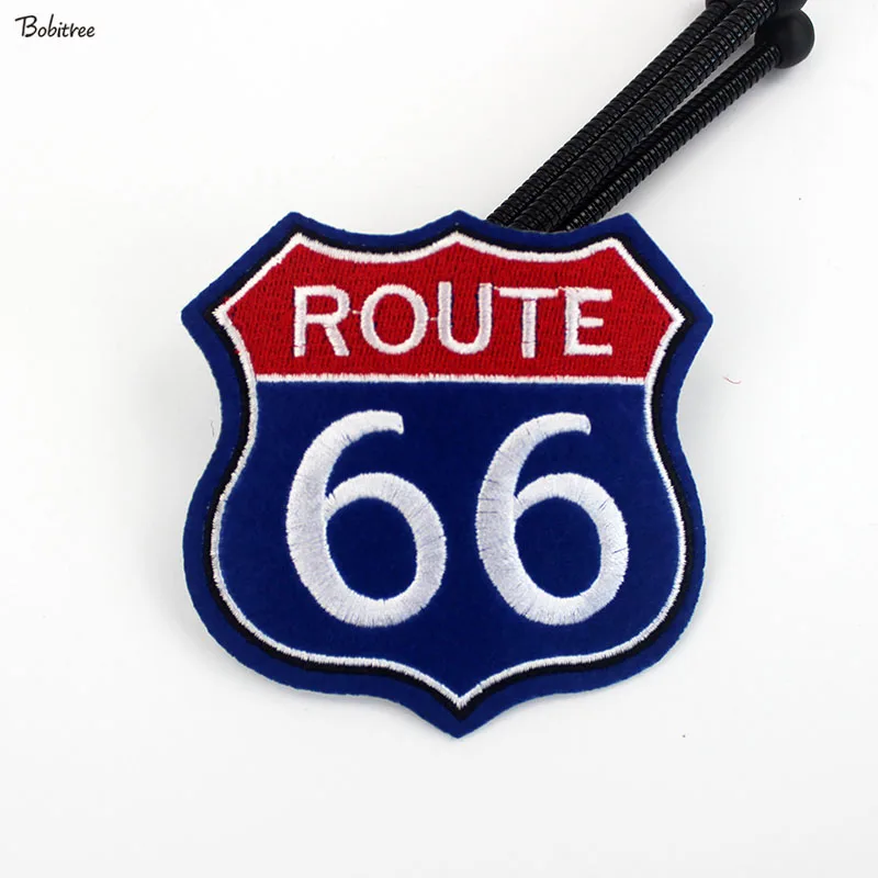 Blue Route 66 Adesivo Distintivo Toppe in stoffa Ricamo termoadesivo su applicazioni Giacca di stoffa Borse Decorazione Forniture per cucire fai da