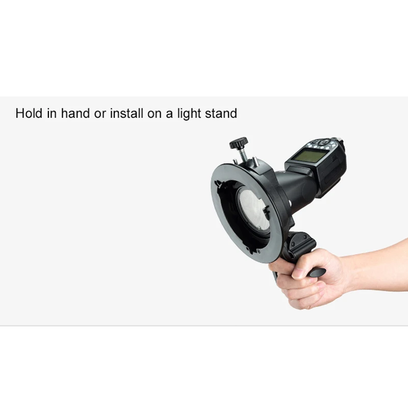 Godox S2 Speedlite 브래킷, 보웬스 마운트 플래시 홀더, Godox V1 라운드 헤드 Speedlite V860II TT350 시리즈, 야외 플래시 브래킷