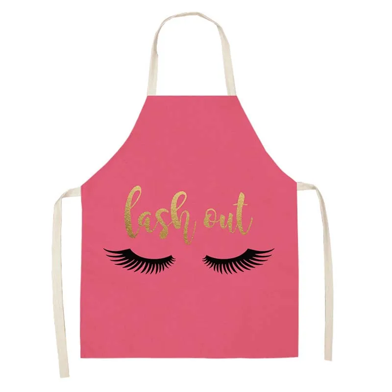 Eye Lashes Printed Kitchen Apron Kids Men Women Chef Cooking Aprons Cotton Linen Waist Apron Cleaning Delantal Limpieza Hogar