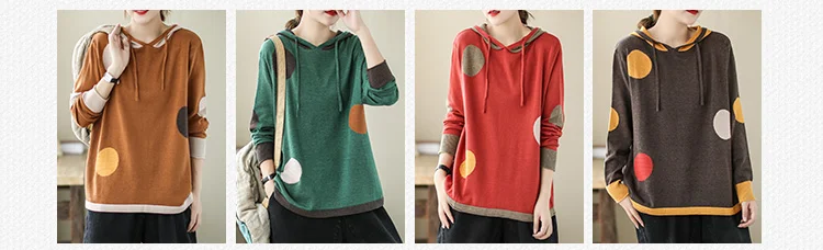 Amax luluE 2024 Winter Women Loose Patchwork Sweaters European Style Ladies Casual Hooded Design Jumpers Vintage Street Pullover