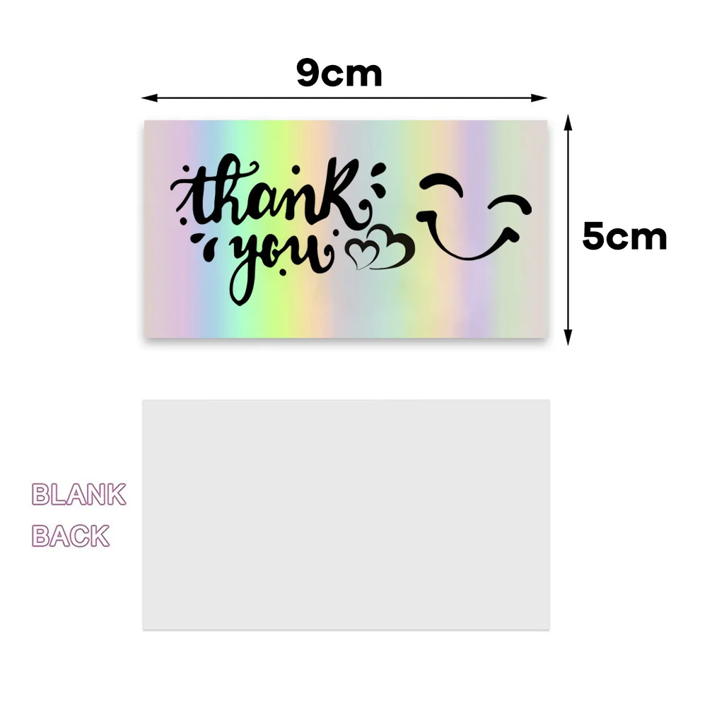 50pcs Rainbow Holo Thank You Cards Laser Order Business Card for Wedding,Baby Shower,Bridal Shower, Birthday, Appreciation 9*5cm