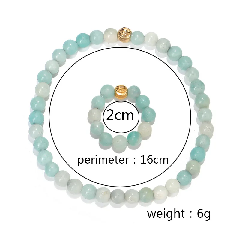 WOOZU 4mm Bohemia Reiki Energy Bracelet Set with Natural Stone Beads Yoga Ring Best Friend Jewelry Gift for Women Mother's Day