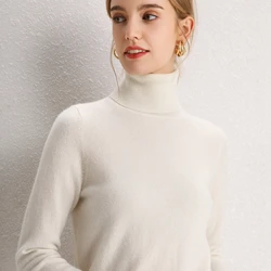 100% pulôveres de gola alta de malha de cashmere puro feminino jumpers quentes macios do inverno 10 cores venda quente camisola da forma