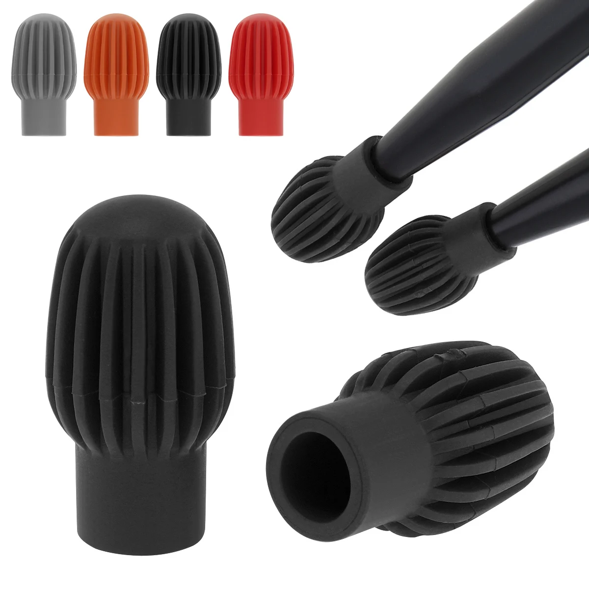 2pcs Silicone Drum Stick Head Rubber Sleeve Caps Drumsticks Mute Damper Silent Practice Tips Beginner Practice Play