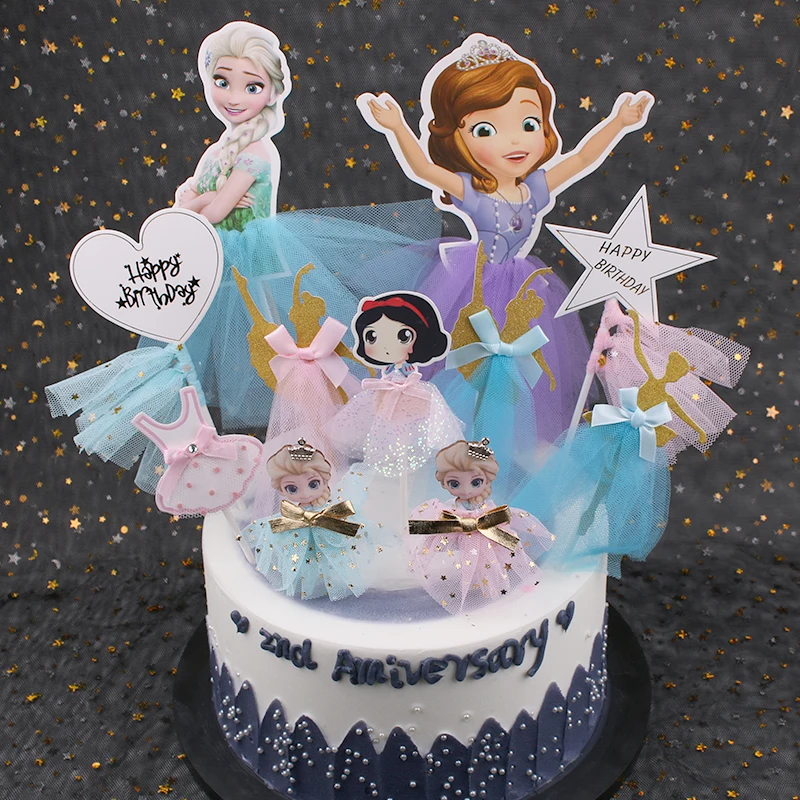 1PCS Gefrorene Prinzessin Geburtstag Party Dekorationen Kinder Kuchen Topper für Mädchen Geburtstag Dekoration Anniversaire Kuchen Liefert