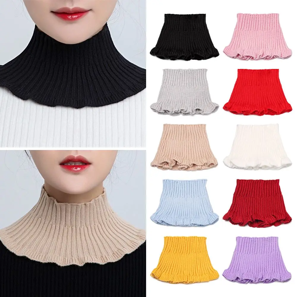 Winter Warm Windproof Detachable Neck Guard Knitted Fake Collar Scarf Turtleneck