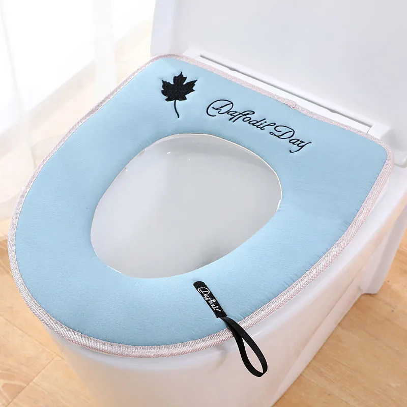 2 Pieces/Set Toilet Seat Mat 9 Styles Breathable Toilet Ring Cushion Cover Washable Embroidery Bathroom Closestool Toilet Seat P