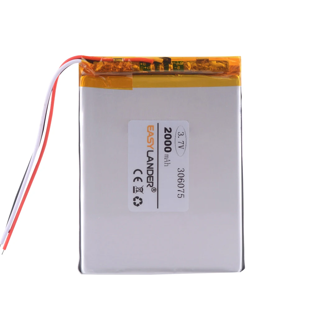 3Wries 306075 3.7V 2000mAh  Rechargeable Lithium Li-ion Polymer Battery For Tablet PC PocketBook 306075PL 4G-15 / 4K-19 E-book