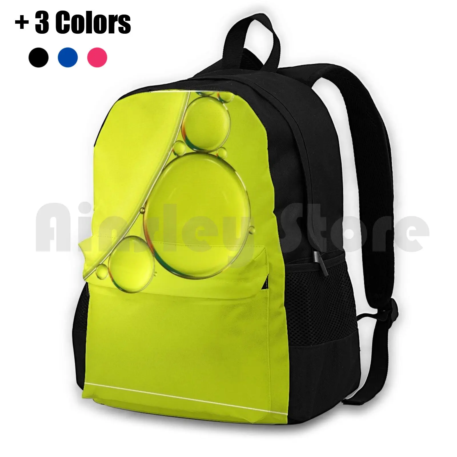 Simply Lime Outdoor Hiking Backpack Riding Climbing Sports Bag Oil Water Abstract Macro Bubbles Lime Green Chartreuse Simple