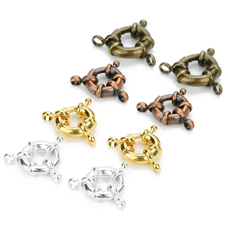 10pcs Copper Sailor Clasps Connector Fit Charm Bracelets End Clasps DIY Jewelry Making Findings Round Clavicle Necklace Clasp