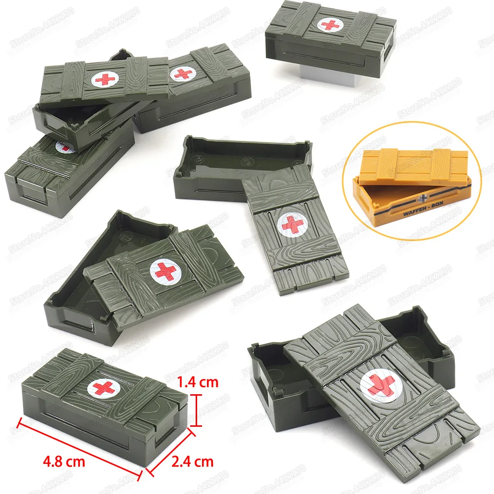 Scatola di trattamento urgente Building Block Assembly Moc Military WW2 figure campo di battaglia scatole di guarigione modello giocattoli per bambini regali di natale