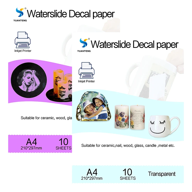 inkjet water slide decal paper para plate printing transfer paper tamanho a4 10 clear 10 white 20 pcs 01