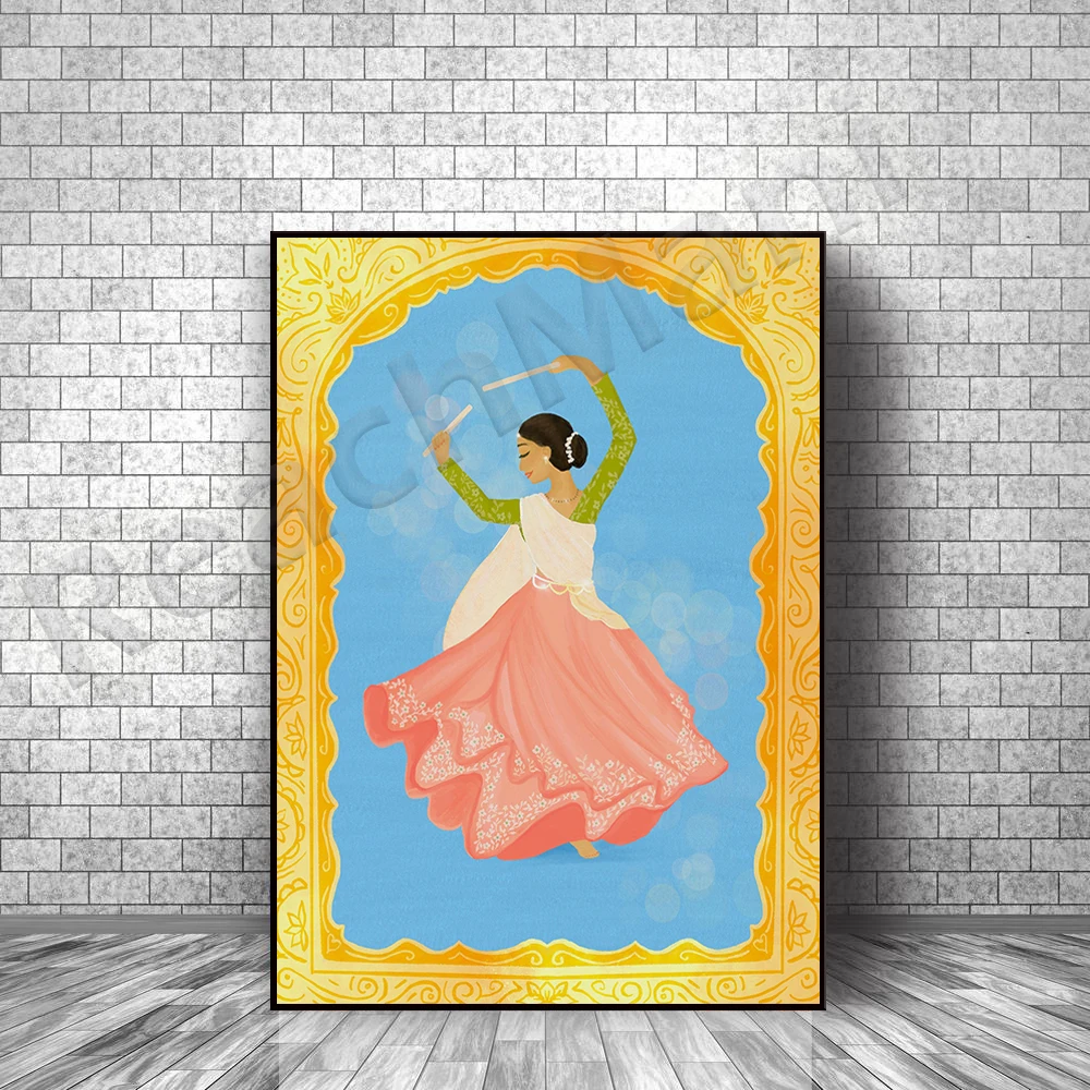 Dancing Gopi art prints, Indian printable wall art decoration posters