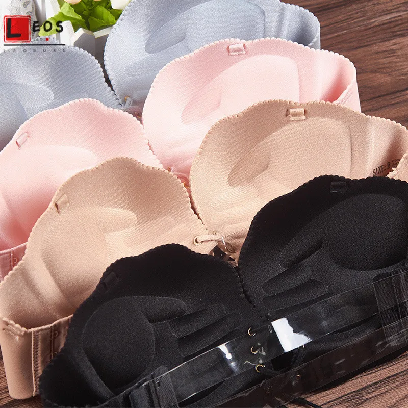 Sexy Bandage Women Bra Push Up Invisible Lingerie Traceless Bralette Tops 1/2 Cup Backless Big Size Female Underwear For Wedding