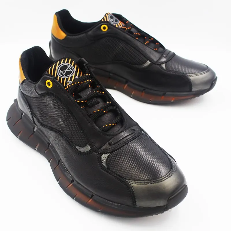 Männer Schwarz Echtes Leder Sneaker MRC12485