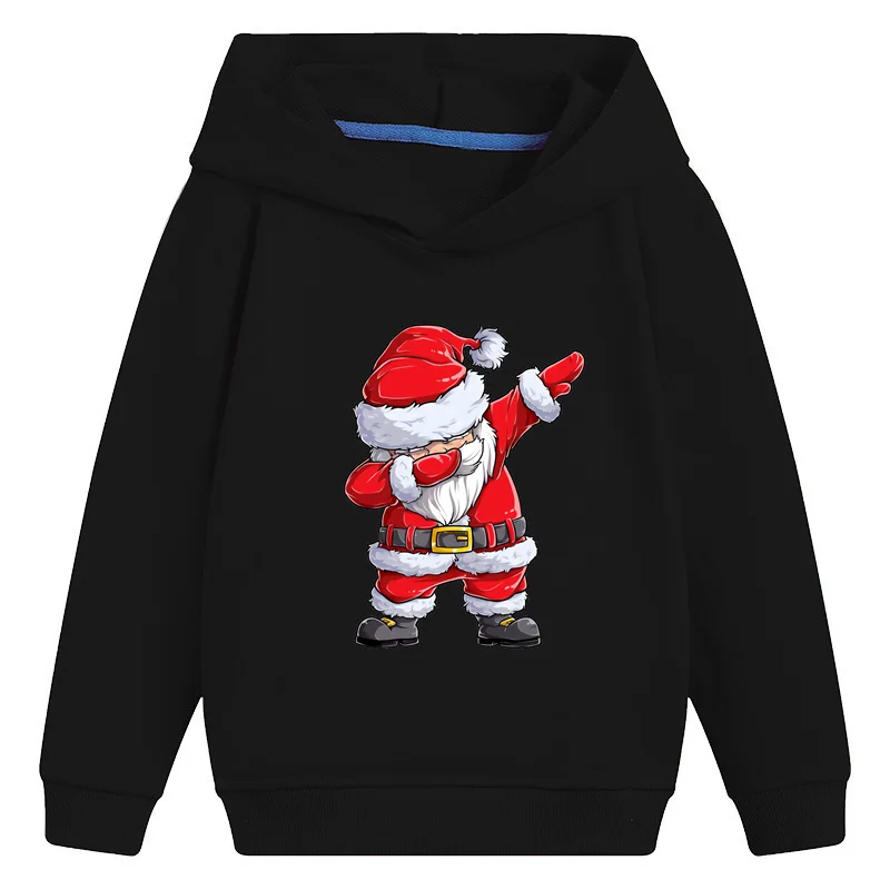 Dabbing Santa Merry Christmas Cartoon Kids Red Hooded Hoodies Cute Girls Clothes Children Sweatshirts Baby Pullover Tops,KMT5112