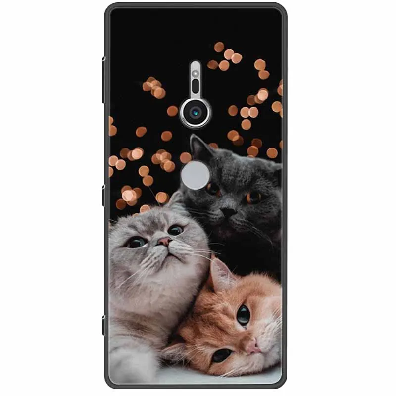 Cute Paint Cover For Sony Xperia XZ3 XZ2  XZ1 XA2 XA1 Ultra Plus Compact Premium Case Black Silicone TPU Coque Shockproof Capa