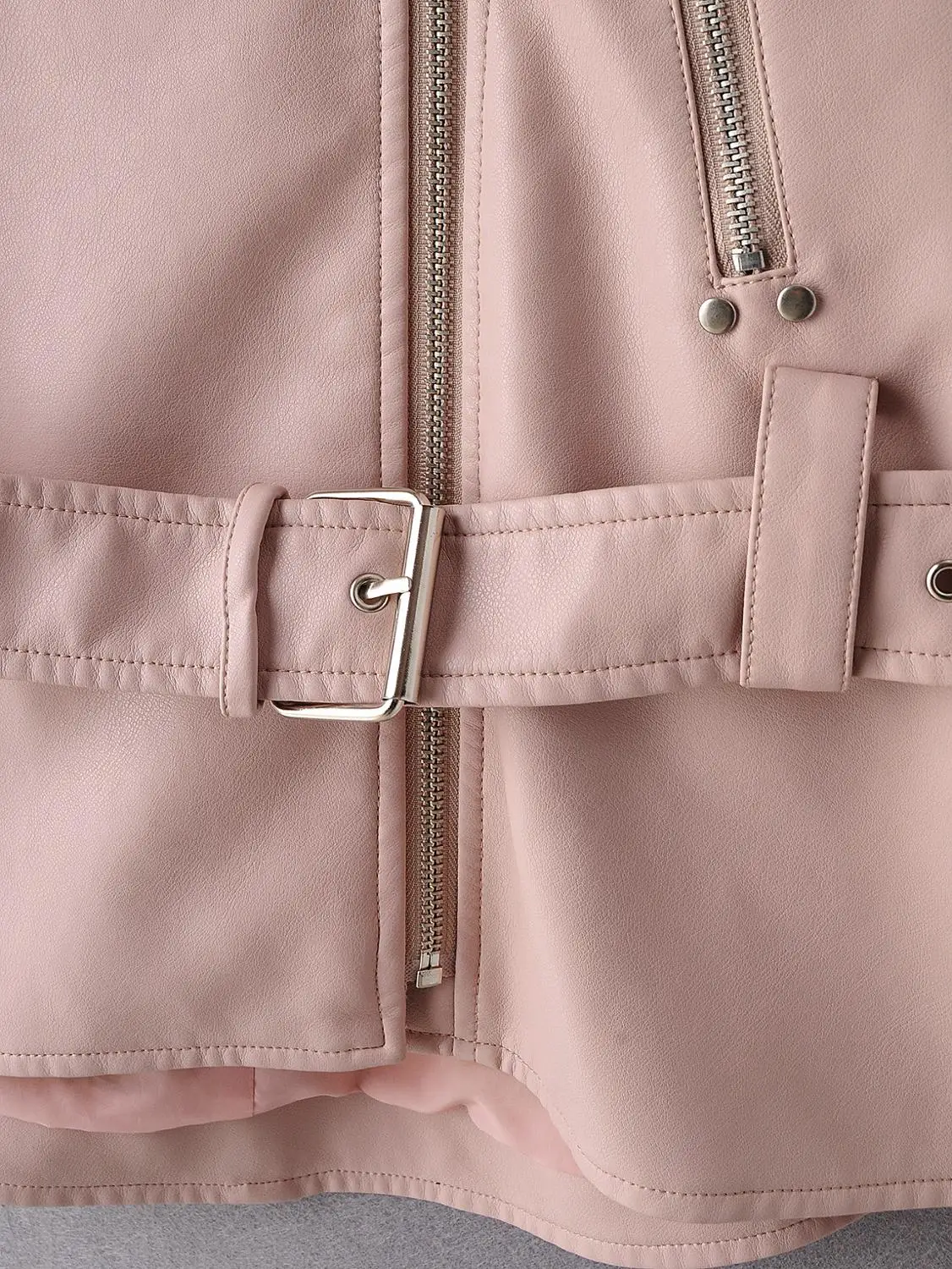 2022 marke Herbst Frauen Faux Leder Jacke Beiläufige Lose Weichen Pu Motorrad Punk Leder Mantel Weibliche Zipper Niet Oberbekleidung Gürtel