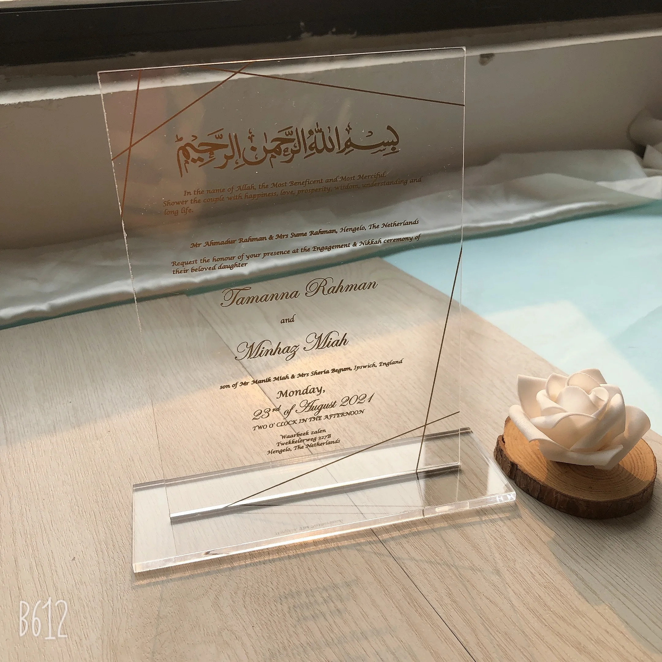 

10pcs New Arabic Wedding Invitation Cards Personalize Acrylic Fancy Wedding Favor Invitation Cards