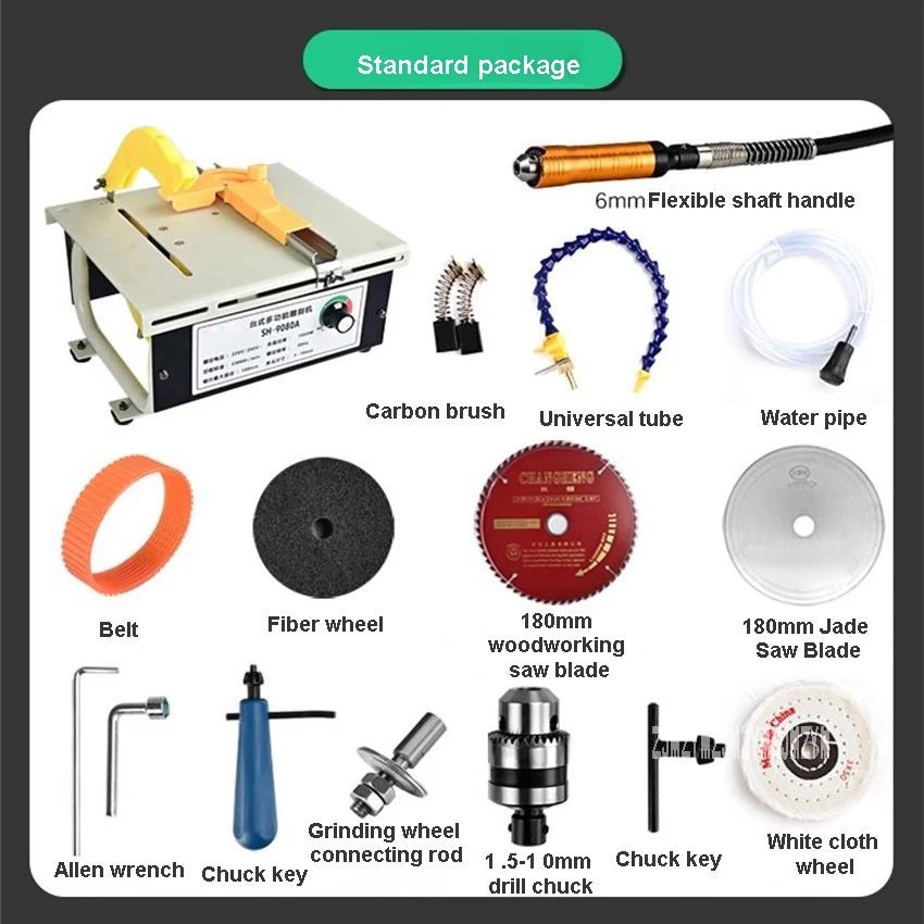 Imagem -02 - Mesa de Trabalho Viu Máquina de Polimento Máquina de Corte para Trabalhar Madeira Jade Escultura Máquina Bancada Moinho 220 v 1500 w 023000r Min Sh-9080a