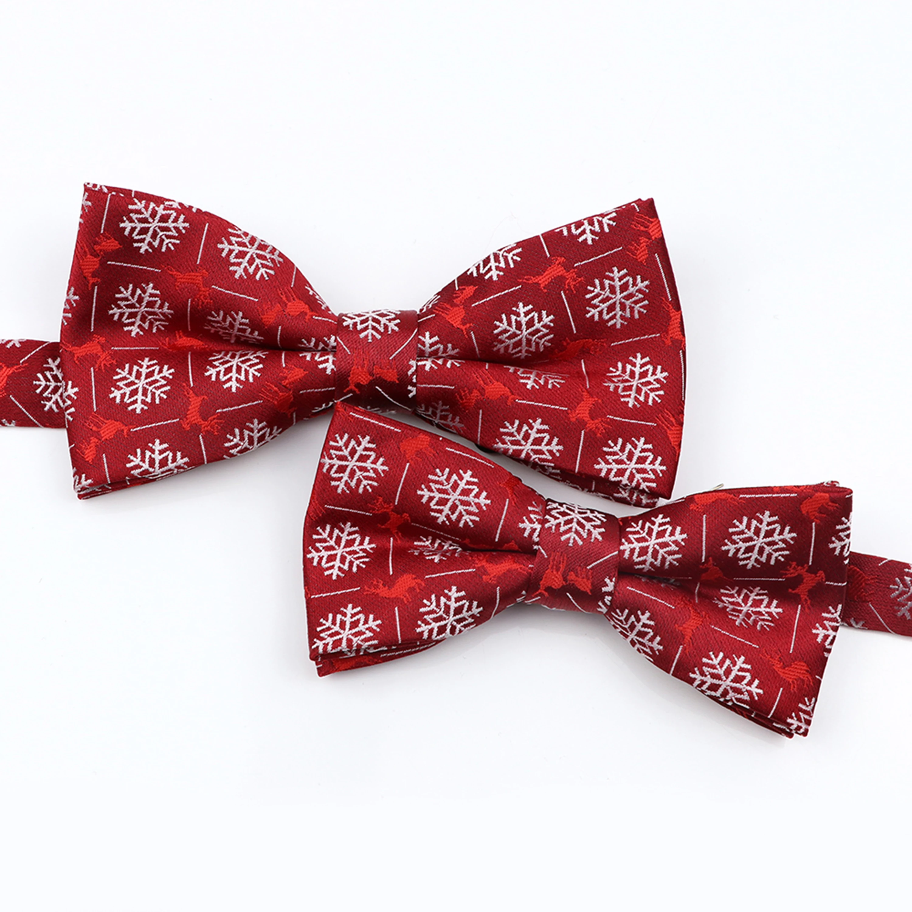 Mens Christmas Bow Tie High Quality Jacquard Woven Red Blue Parent-Child Bowtie Set Festival Theme Santa Claus Cravat Accessory