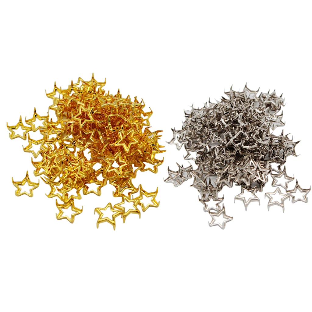Tachuelas de estrella huecas de Metal Vintage, remache para artesanía de cuero, bolso de ropa DIY, muñeca, ropa, Jeans, zapatos, sombreros,