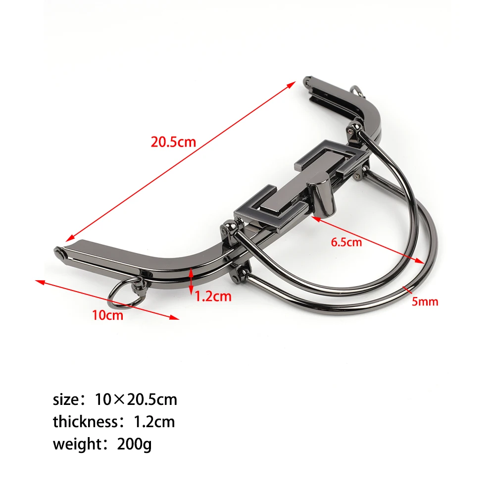 20.5cm Metal Purse Frame Kiss Clasp Lock Bag Handles Handbag Buckle Coin Wallet DIY Handmade Sewing Accessories Gold Black