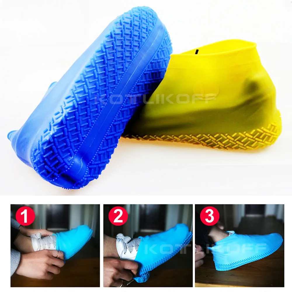 KOTLIKOFF Waterproof Shoe Cover Silicone Material Unisex Shoes Protectors Rain Boots for Indoor Outdoor Rainy Days Reusable
