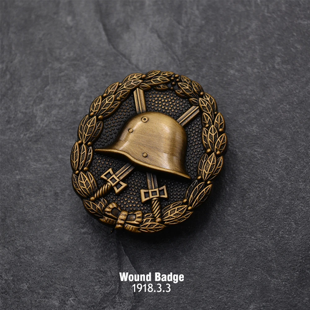 GERMAN OAK LEAF Sword Helmet Wound Badge METAL MEDAL Pin Brooch