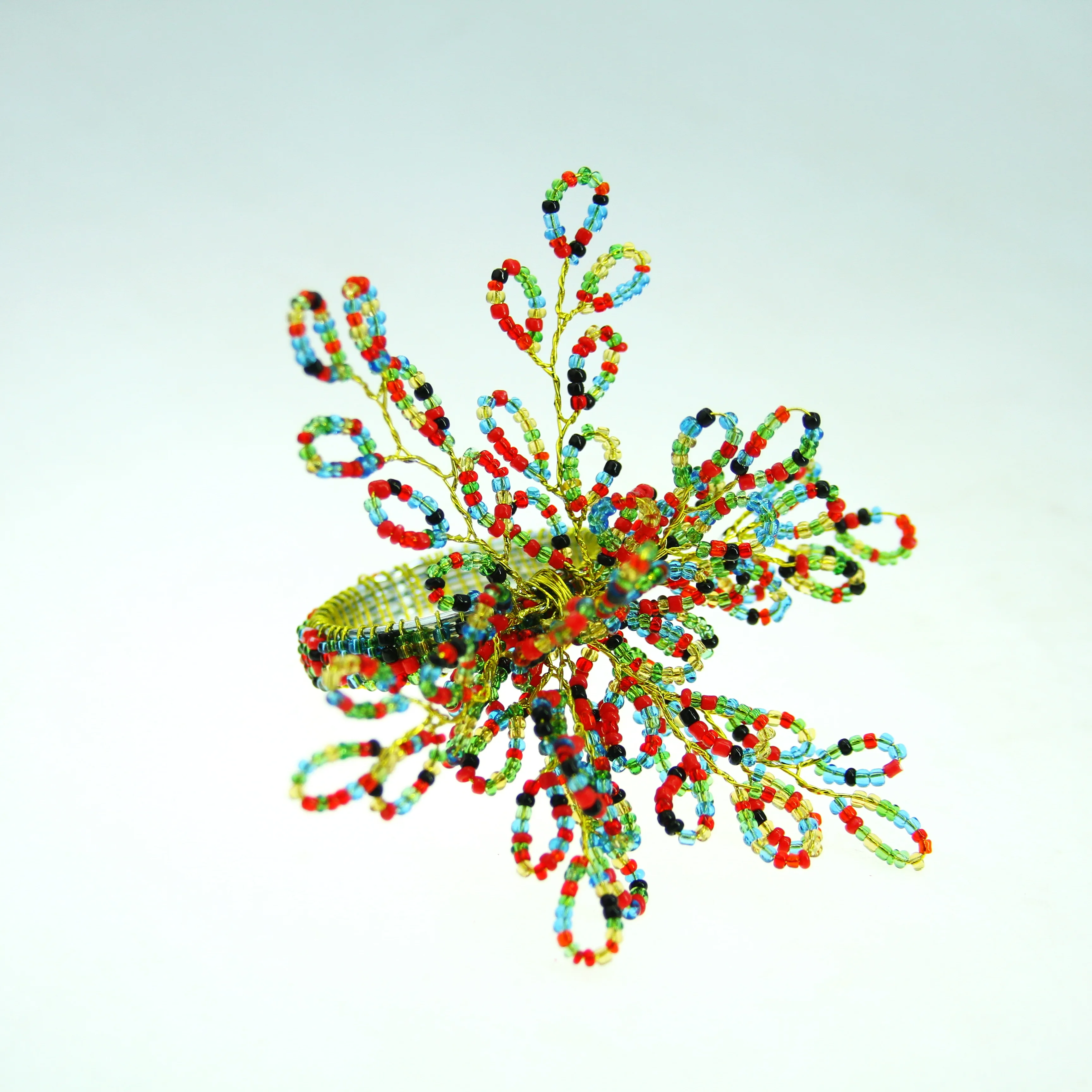 Free Shipping Glass Beads Flower Napkin Rings Beaded Wedding Wholesale,Holder 12 Pcs
