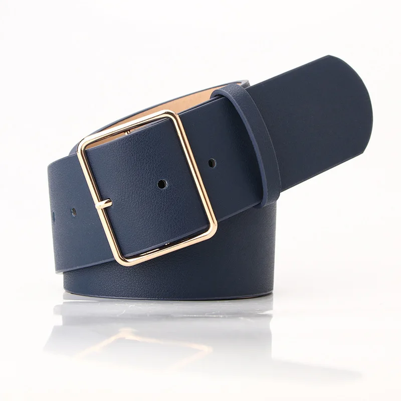 Women Wide Belt Solid Color Pu Leather Pin Buckle Women\'s Belts Sweater Decoration Girdle Simple Imitation Leather Female Belt