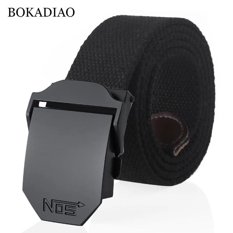 BOKADIAO Men&Women Military Canvas Belt Luxury Black Metal Buckle Jeans Belt Army Tactical Belts for Women Waistband Strap Male