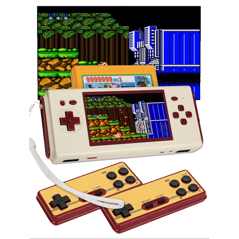 Imagem -02 - sem Fio Dois Jogadores Vermelho e Branco Handheld Game Console Jogador de Jogo Retro Compatível com fc Amarelo Multi Cartucho 4.3-inch hd