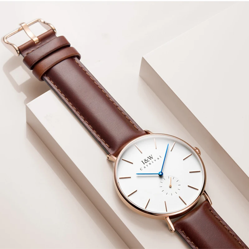 Carnival Brand Fashion Quartz Watch for Men Luxury Rose Gold Silver Ultrathin Sapphire Wristwatch Waterproof Clock Reloj Hombre image 6